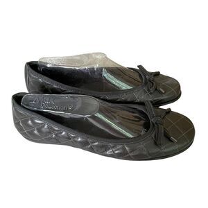 𝅺THE Flexx Black Quilted Leather Ballet Flats US 9.5 EUR 41 Slip On Comfort Bow